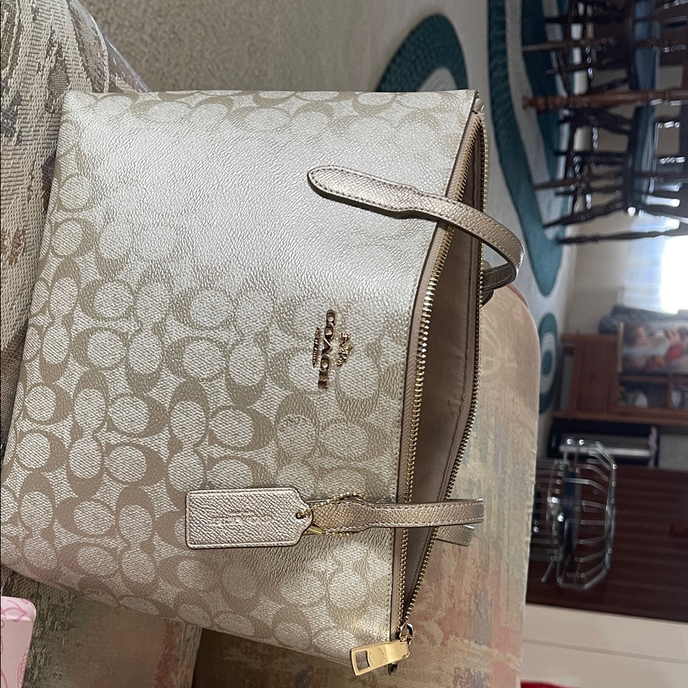 Coach Gold and Cream Tote Bag